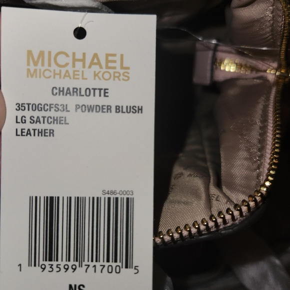 Michael Kors Charlotte Leather Satchel in Powder Blush - Picture 8 of 12